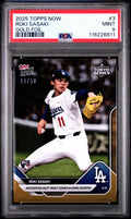 Graded 2025 Topps Now Roki Sasaki #3 Gold Foil /50 Rookie RC Baseball Card PSA 9 Mint