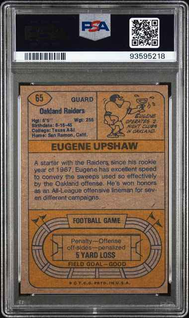 Graded 1974 Topps Eugene Gene Upshaw #65 Football Card PSA 7 NM