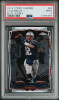 Graded 2014 Topps Chrome Tom Brady #62 Blue Jersey Football Card PSA 9 Mint