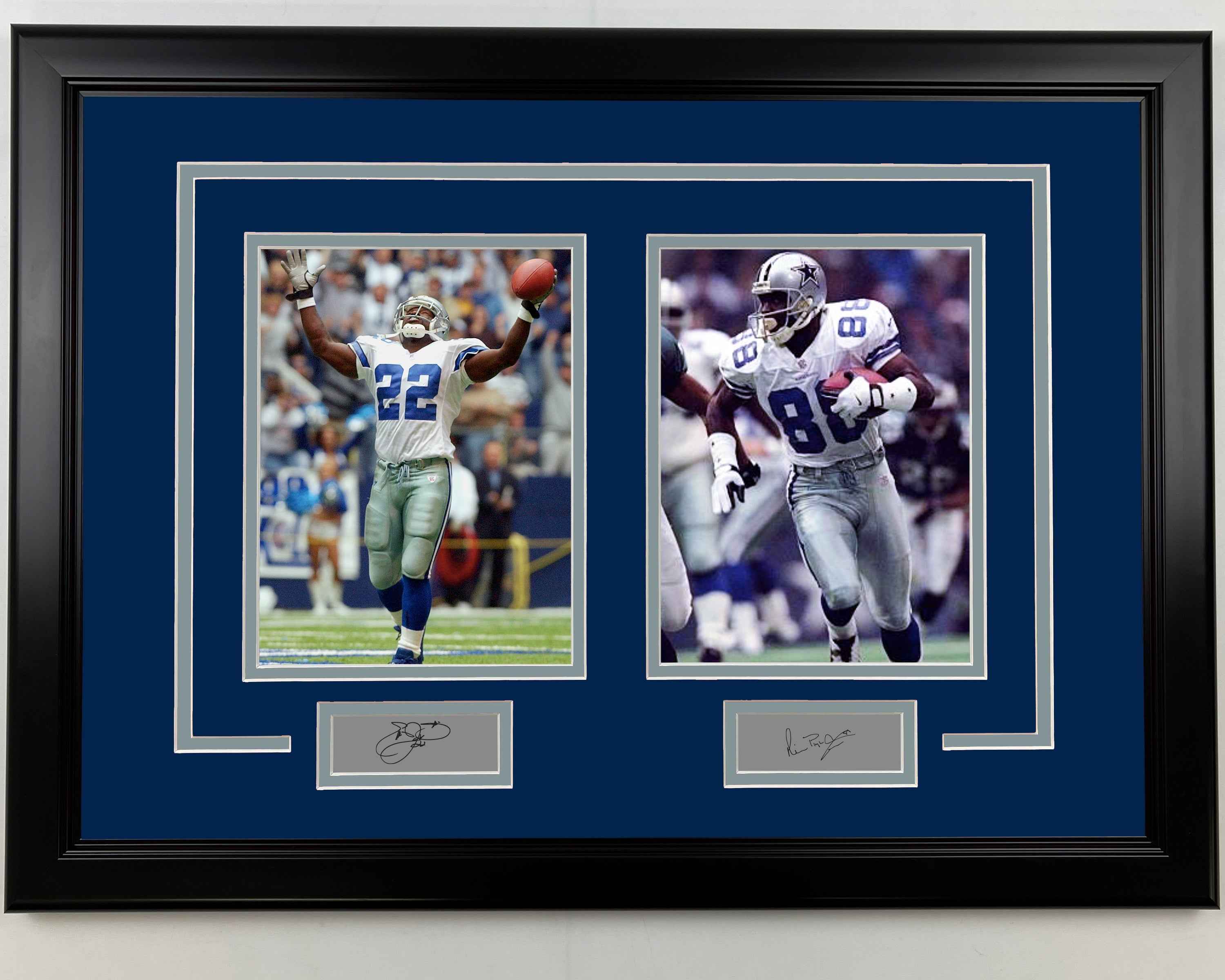 Framed Emmitt Smith and Michael Irvin Dallas Cowboys 17x23 Dual Football Photo