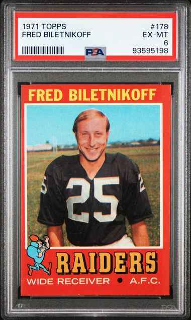 Graded 1971 Topps Fred Biletnikoff #178 Football Card PSA 6 EX-MT