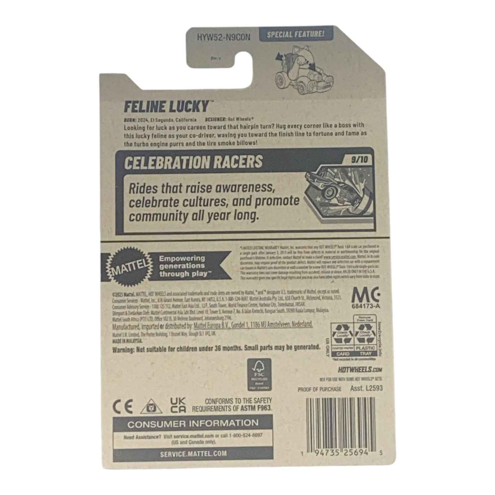 Hot Wheels Feline Lucky - Celebration Racers Series 9/10