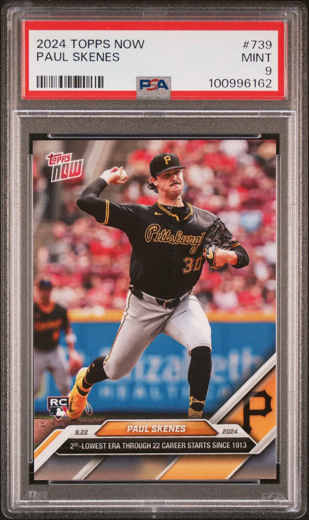 Graded 2024 Topps Now Paul Skenes #739 Rookie RC Baseball Card PSA 9 Mint