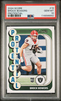 Graded 2024 Panini Score Brock Bowers #19 Protential Rookie RC Football Card PSA 10 Gem Mint