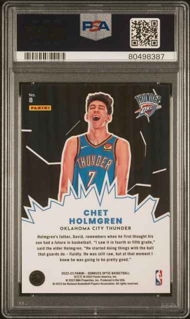 Graded 2022 Panini Donruss Optic Chet Holmgren #8 My House Rookie RC Basketball Card PSA 10 Gem Mint
