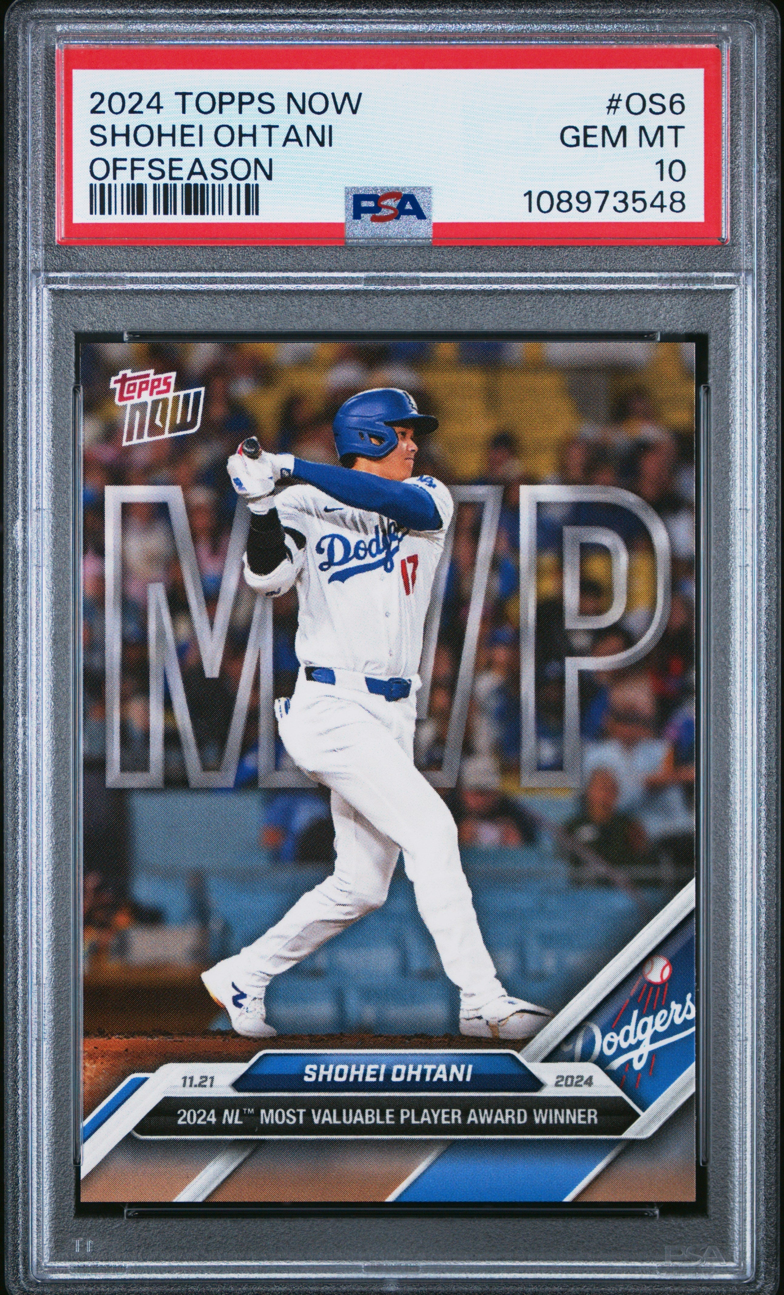 Graded 2024 Topps Now Shohei Ohtani #OS6 Offseason Baseball Card PSA 10 Gem Mint