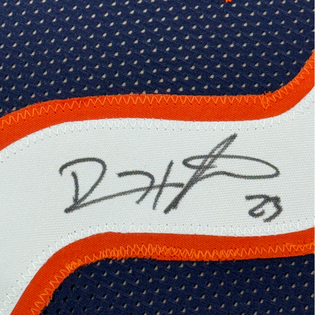Framed Autographed/Signed Devin Hester 35x39 Chicago Blue Football Jersey JSA COA