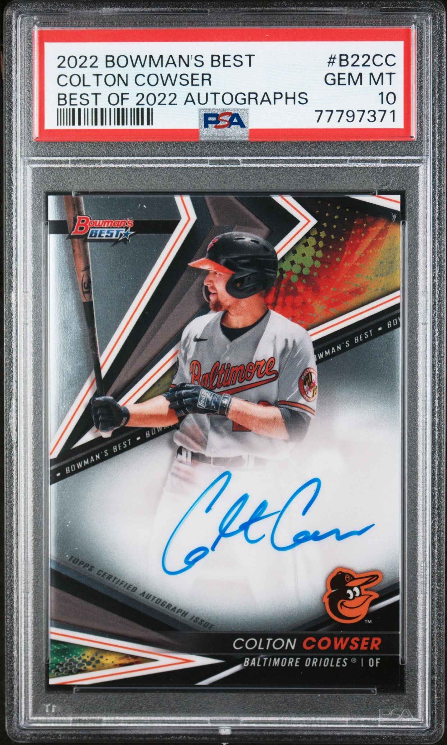 Graded 2022 Topps Bowmans Best Colton Cowser #B22CC Best of 2022 Autographs Rookie RC Baseball Card PSA 10 Gem Mint