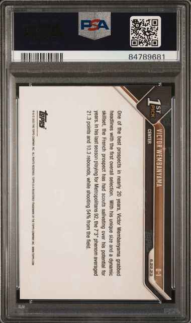Graded 2023 Topps Now Victor Wembanyama #D1 Draft Rookie RC Basketball Card PSA 9 Mint