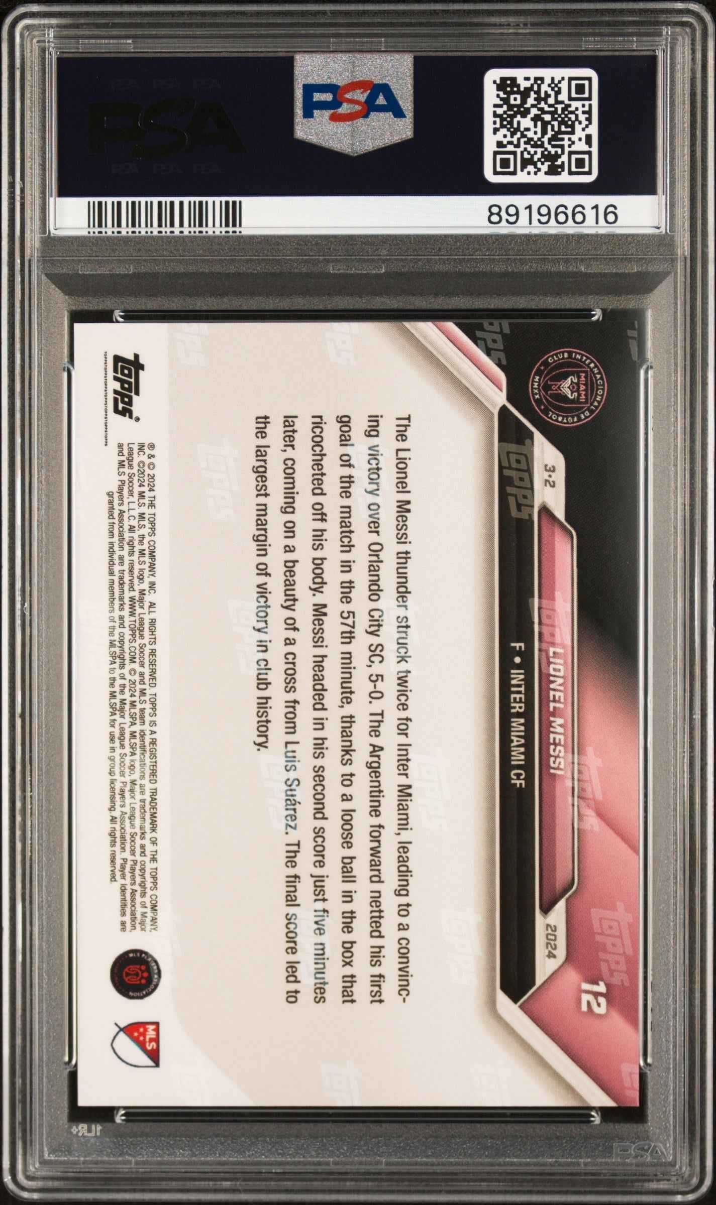 Graded 2024 Topps Now MLS Lionel Messi #12 Soccer Card PSA 10 Gem Mint