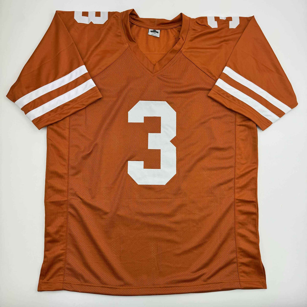 Autographed/Signed Quinn Ewers Texas Orange College Football Jersey Beckett BAS COA