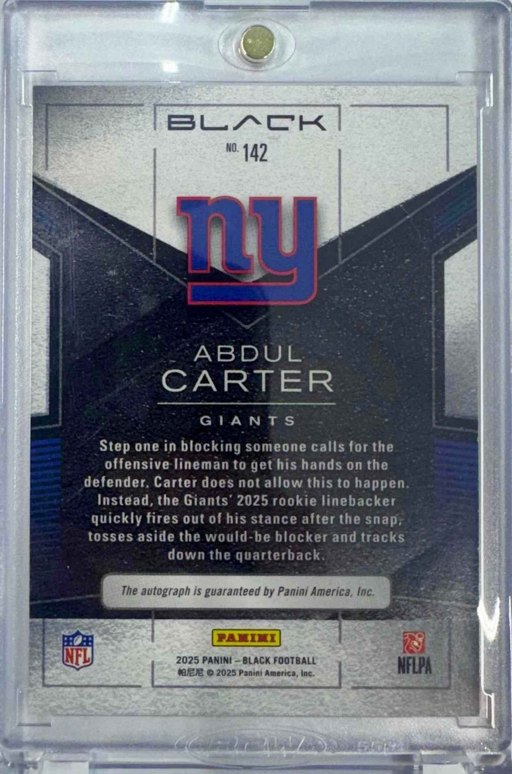 2025 Panini Black FOTL Abdul Carter #142 /25 Citrine Auto Rookie RC Football Card