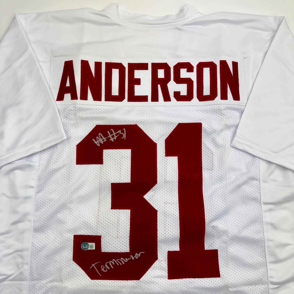 Autographed/Signed Will Anderson "Terminator" Alabama White College Football Jersey Beckett BAS COA