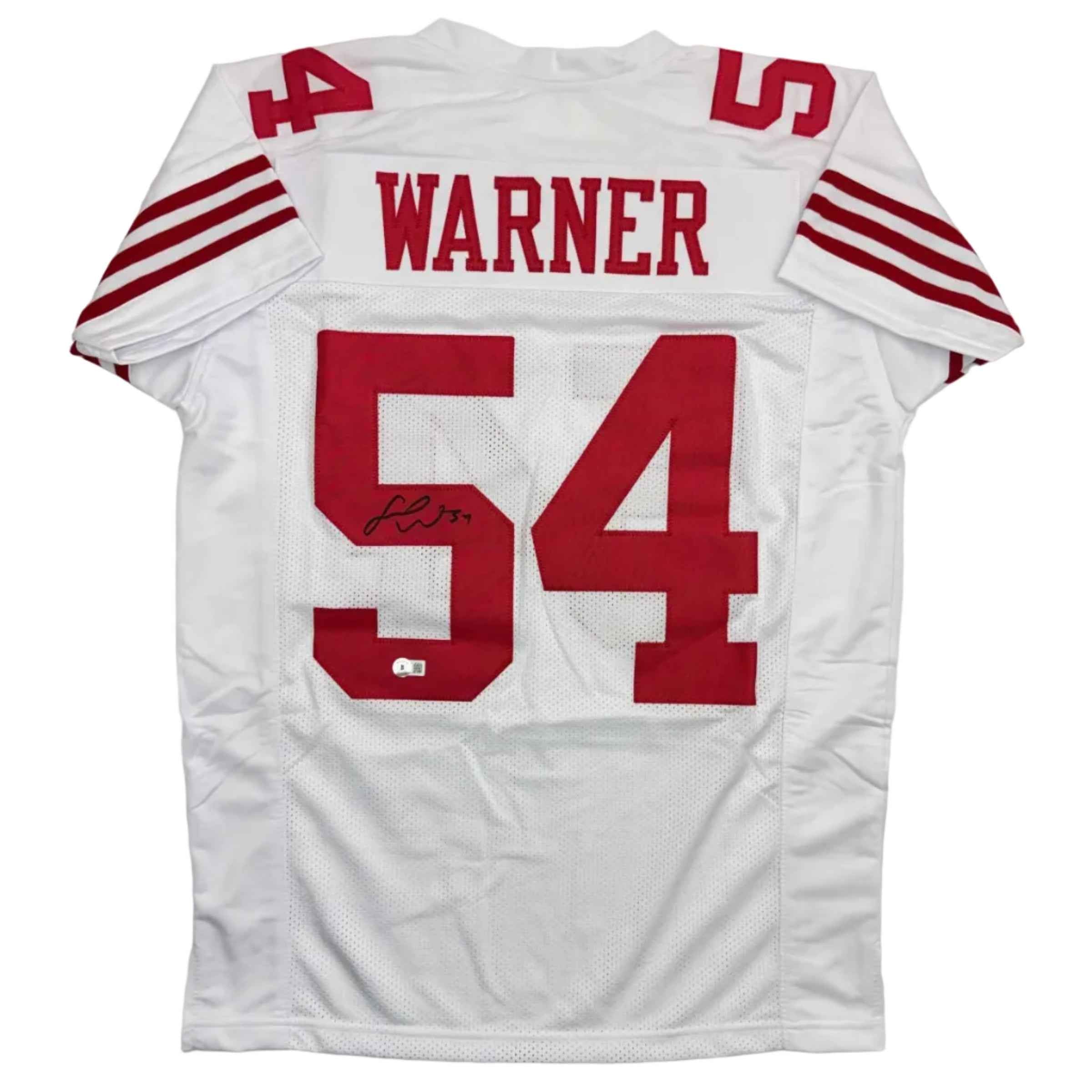 Autographed/Signed Fred Warner San Francisco White Football Jersey Beckett BAS COA