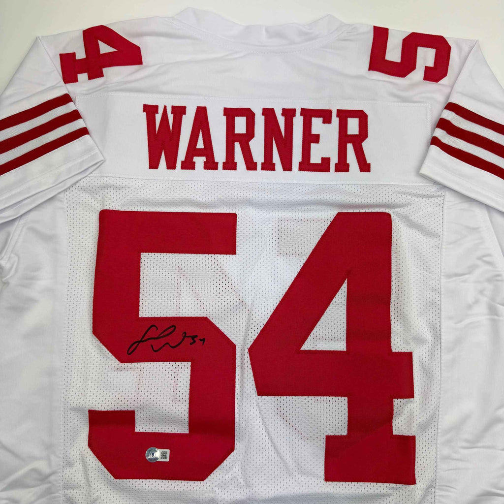 Autographed/Signed Fred Warner San Francisco White Football Jersey Beckett BAS COA