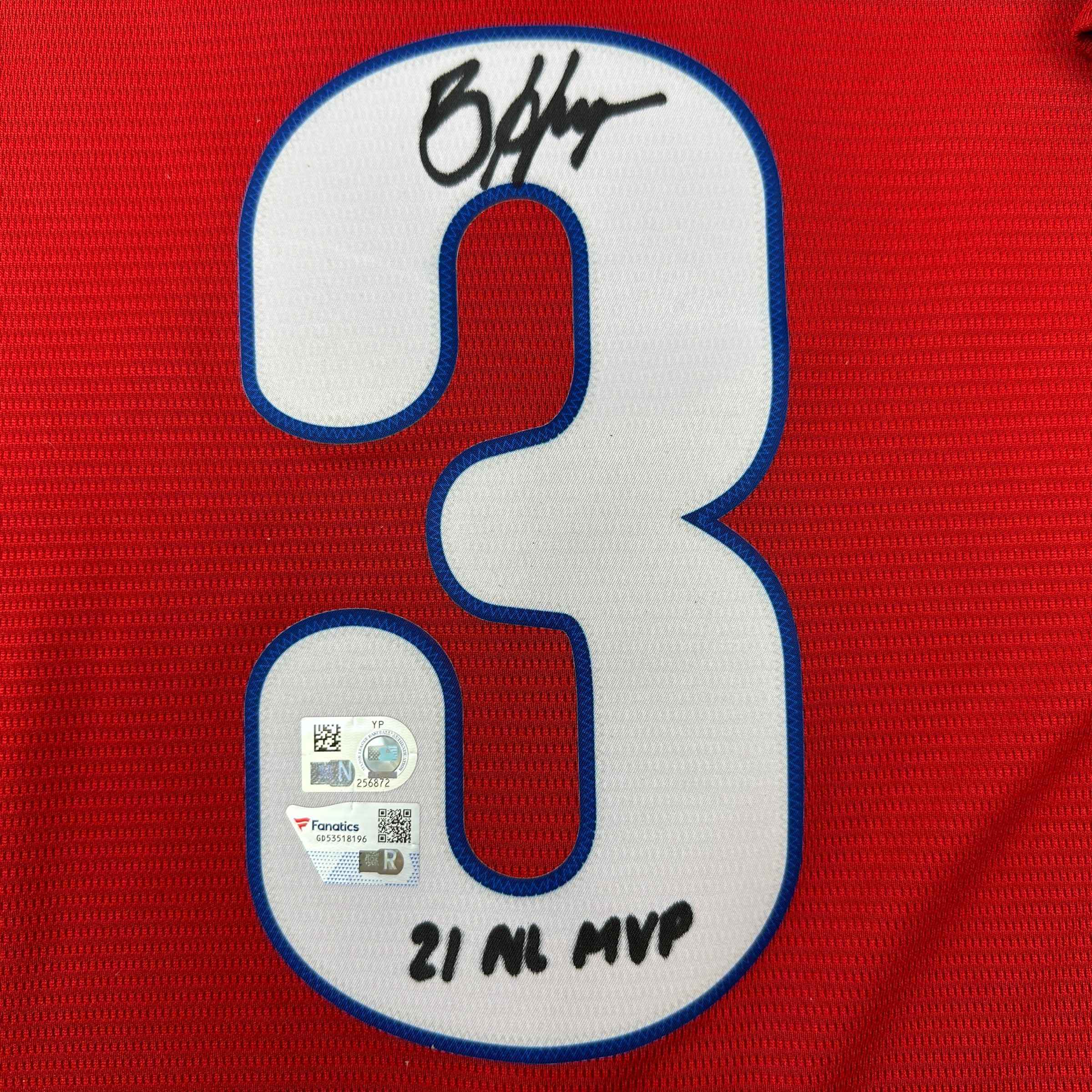 Autographed/Signed Bryce Harper 21 NL MVP Philadelphia Phillies Red Replica Baseball Jersey Fanatics & MLB COA