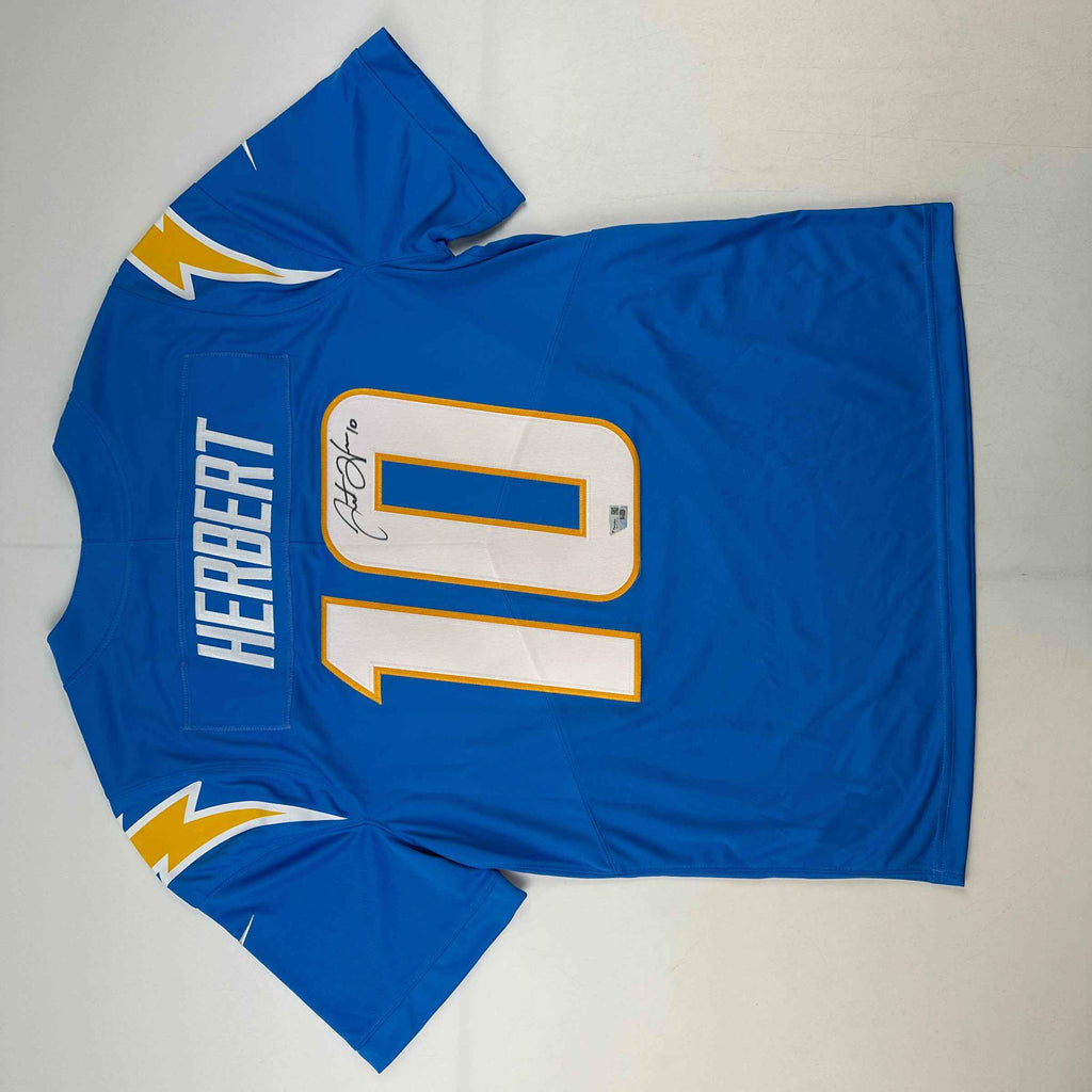 Autographed/Signed Justin Herbert Los Angles LA Chargers Powder Blue Authentic Elite Football Jersey Fanatics COA