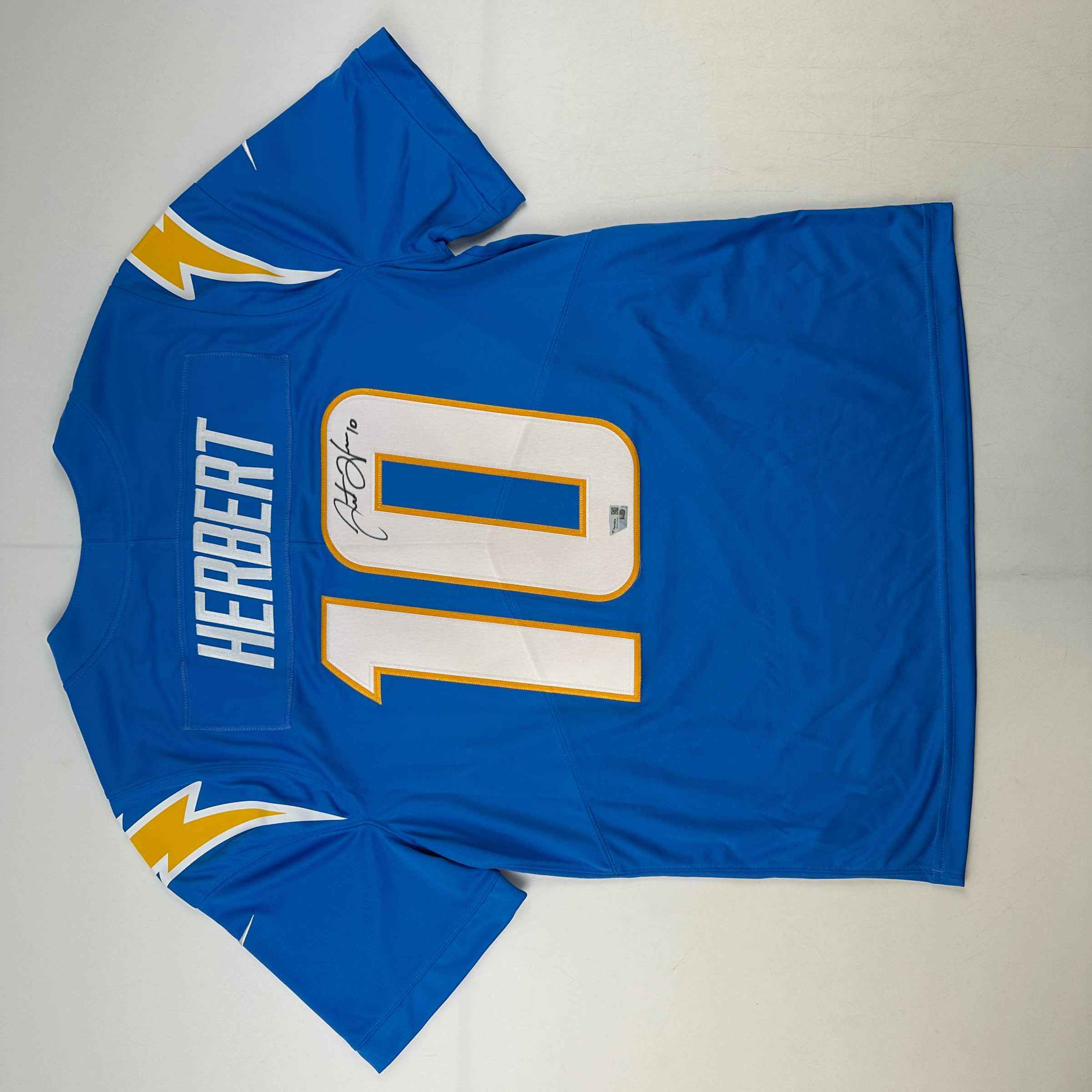 Autographed/Signed Justin Herbert Los Angles LA Chargers Powder Blue Authentic Elite Football Jersey Fanatics COA