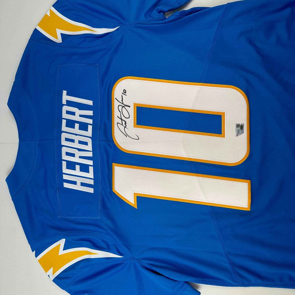 Autographed/Signed Justin Herbert Los Angles LA Chargers Powder Blue Authentic Elite Football Jersey Fanatics COA