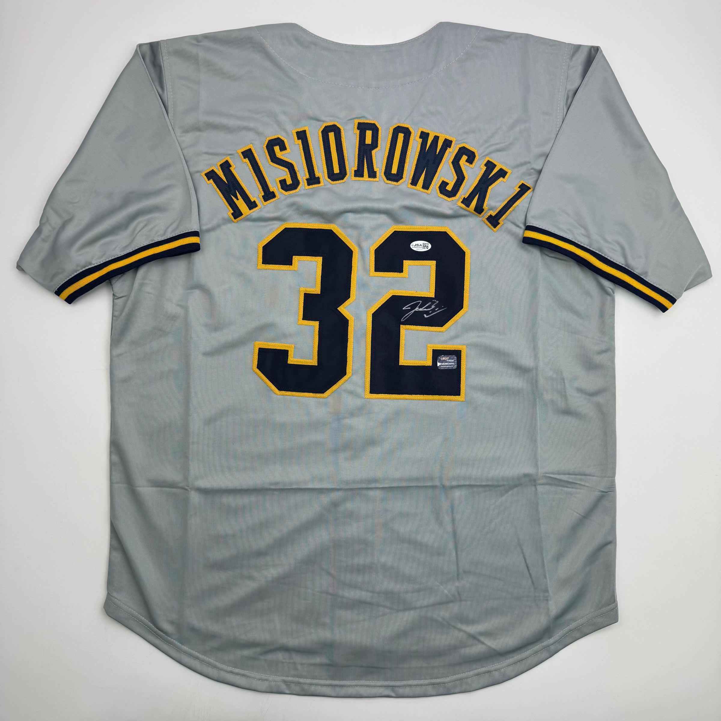 Autographed/Signed Jacob Misiorowski Milwaukee Grey Baseball Jersey JSA COA
