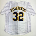 Autographed/Signed Jacob Misiorowski Milwaukee Pinstripe Baseball Jersey JSA COA