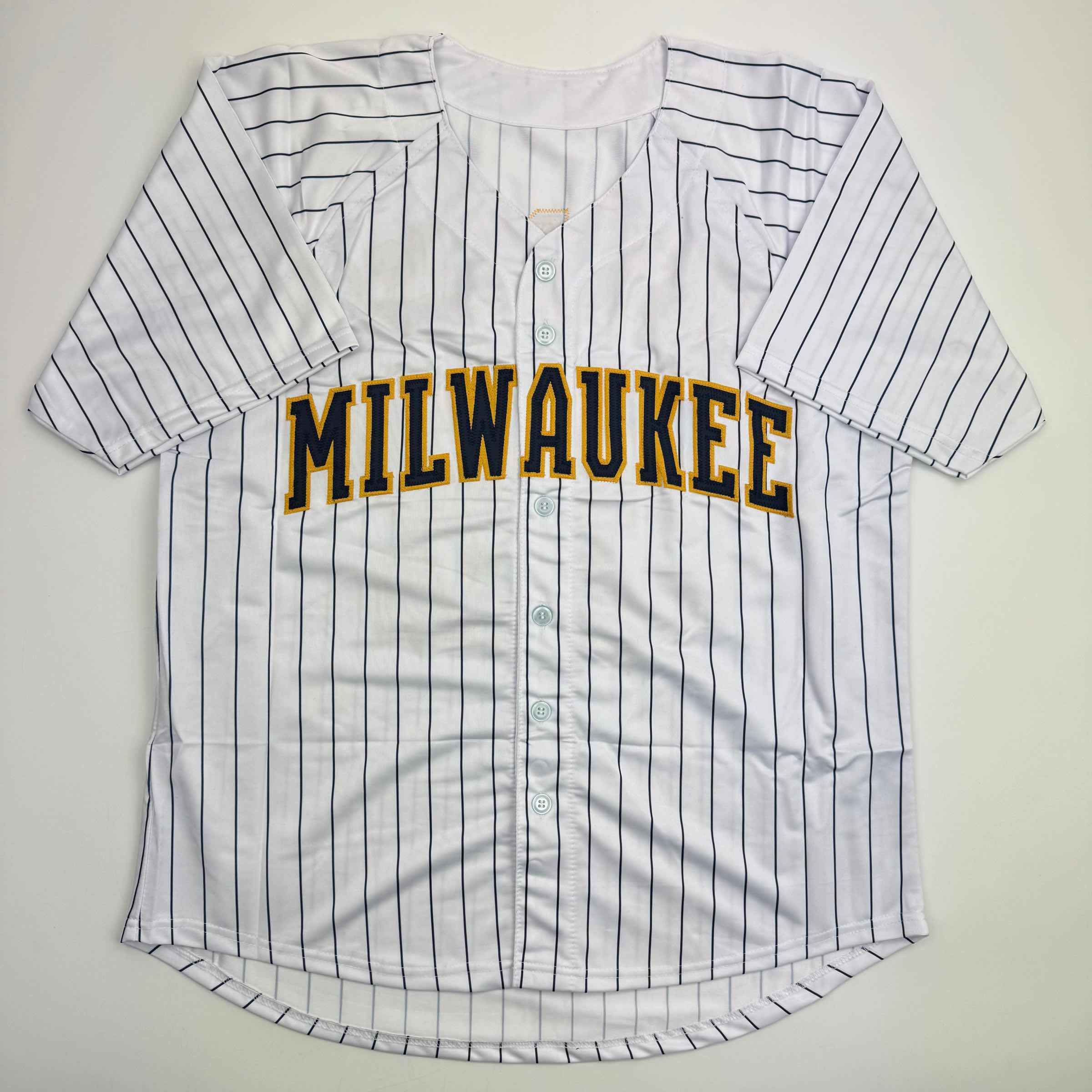 Autographed/Signed Jacob Misiorowski Milwaukee Pinstripe Baseball Jersey JSA COA