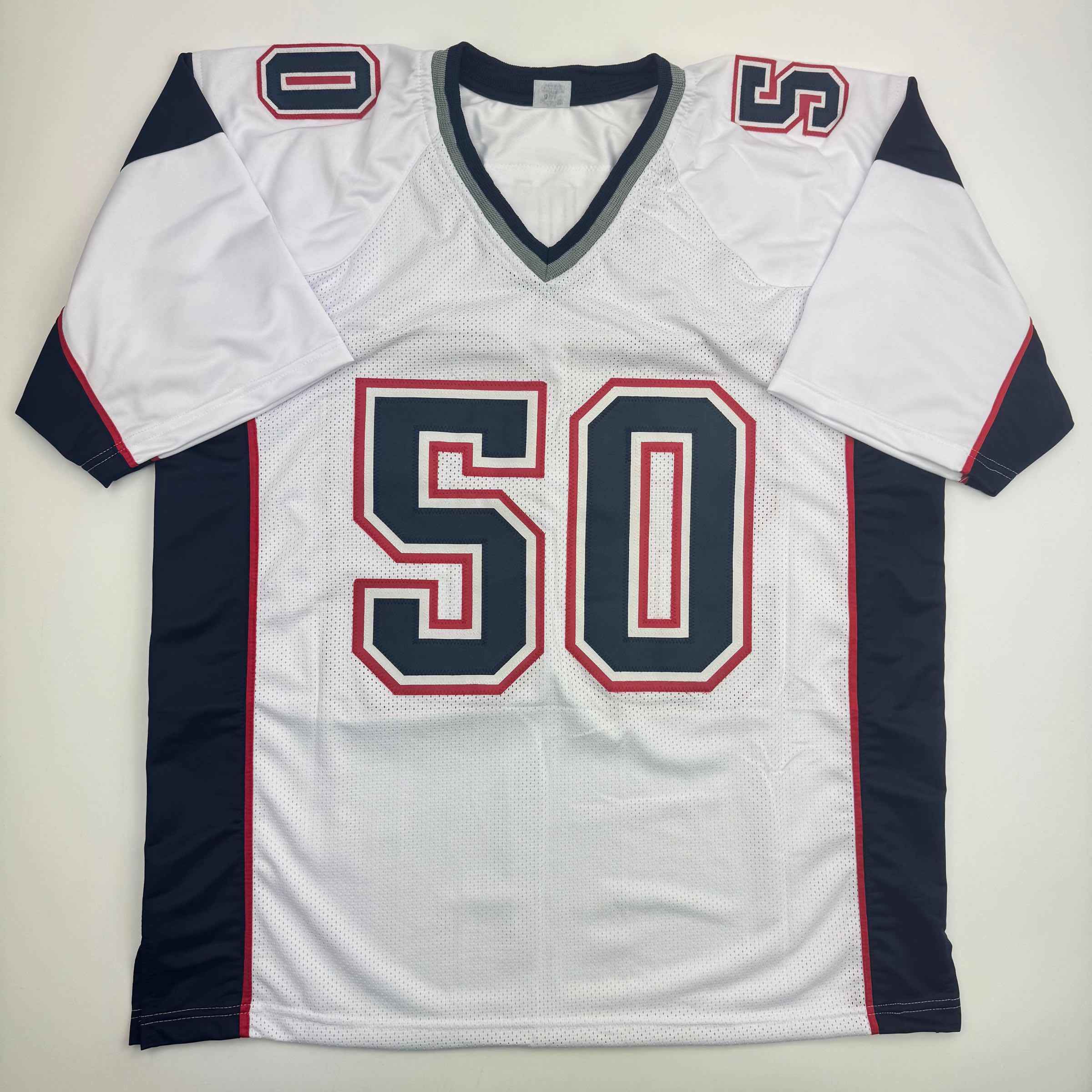 Autographed/Signed Rob Ninkovich "2x SB Champ" New England White Football Jersey Beckett BAS COA