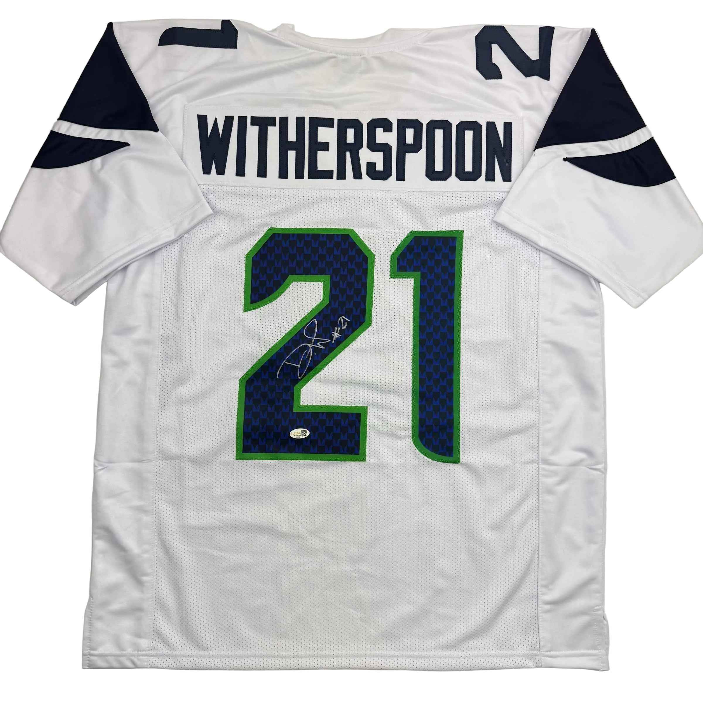 Autographed/Signed Devon Witherspoon Seattle White Football Jersey JSA COA