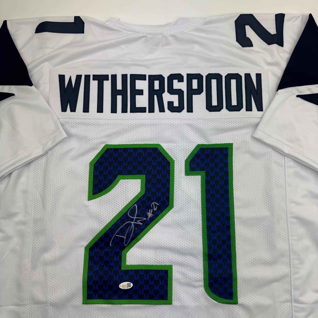 Autographed/Signed Devon Witherspoon Seattle White Football Jersey JSA COA