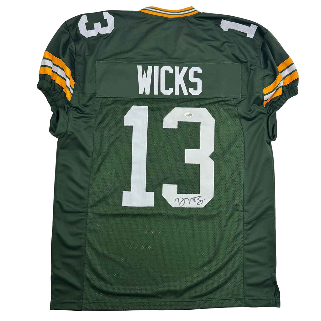 Autographed/Signed Dontayvion Wicks Green Bay Green Football Jersey JSA COA