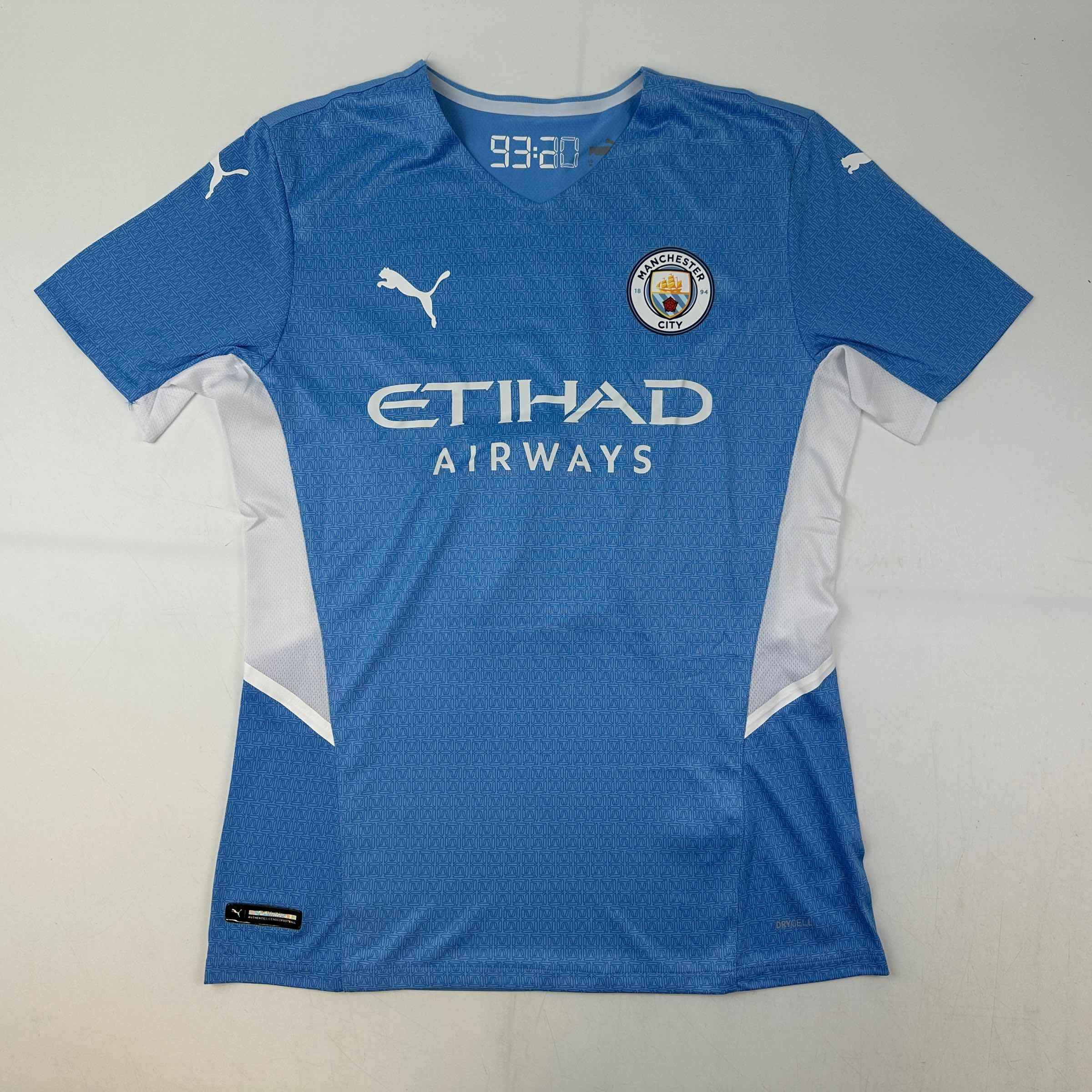 Autographed/Signed Ruben Dias Manchester City Blue Soccer Futbol Jersey Beckett BAS COA