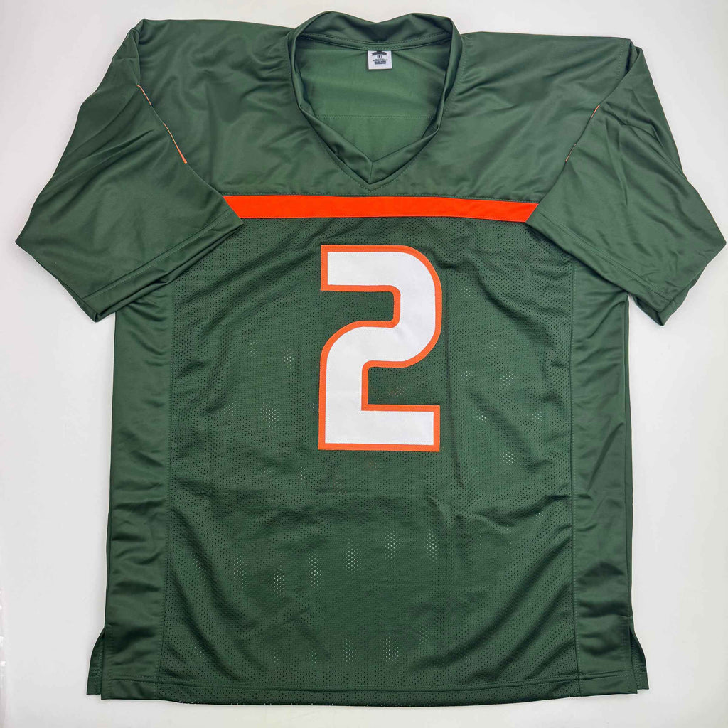 Autographed/Signed Willis McGahee "01 Champs" Miami Green College Football Jersey Beckett BAS COA