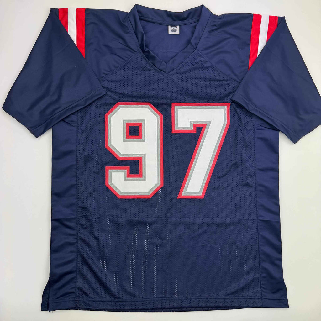 Autographed/Signed Milton Williams New England Blue Football Jersey Beckett BAS COA