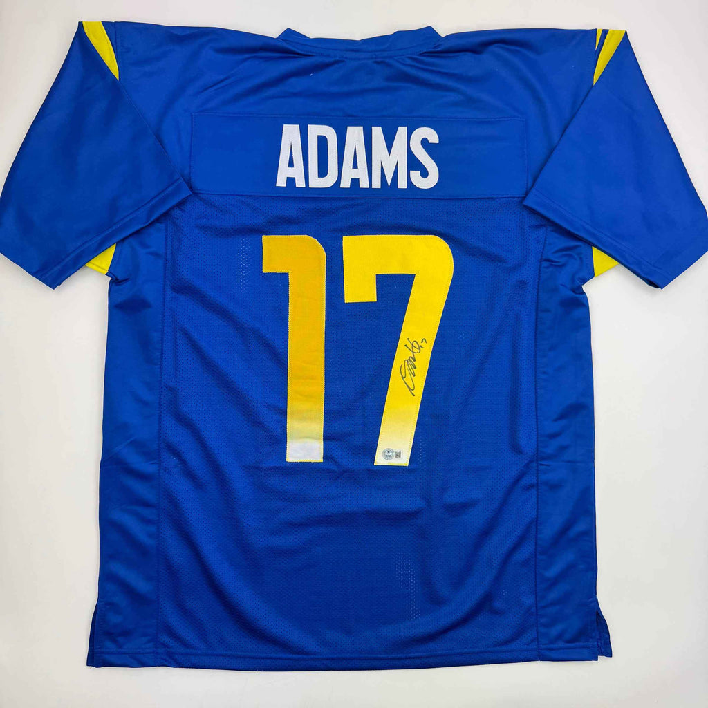 Autographed/Signed Davante Adams Los Angeles LA Blue Football Jersey Beckett BAS COA