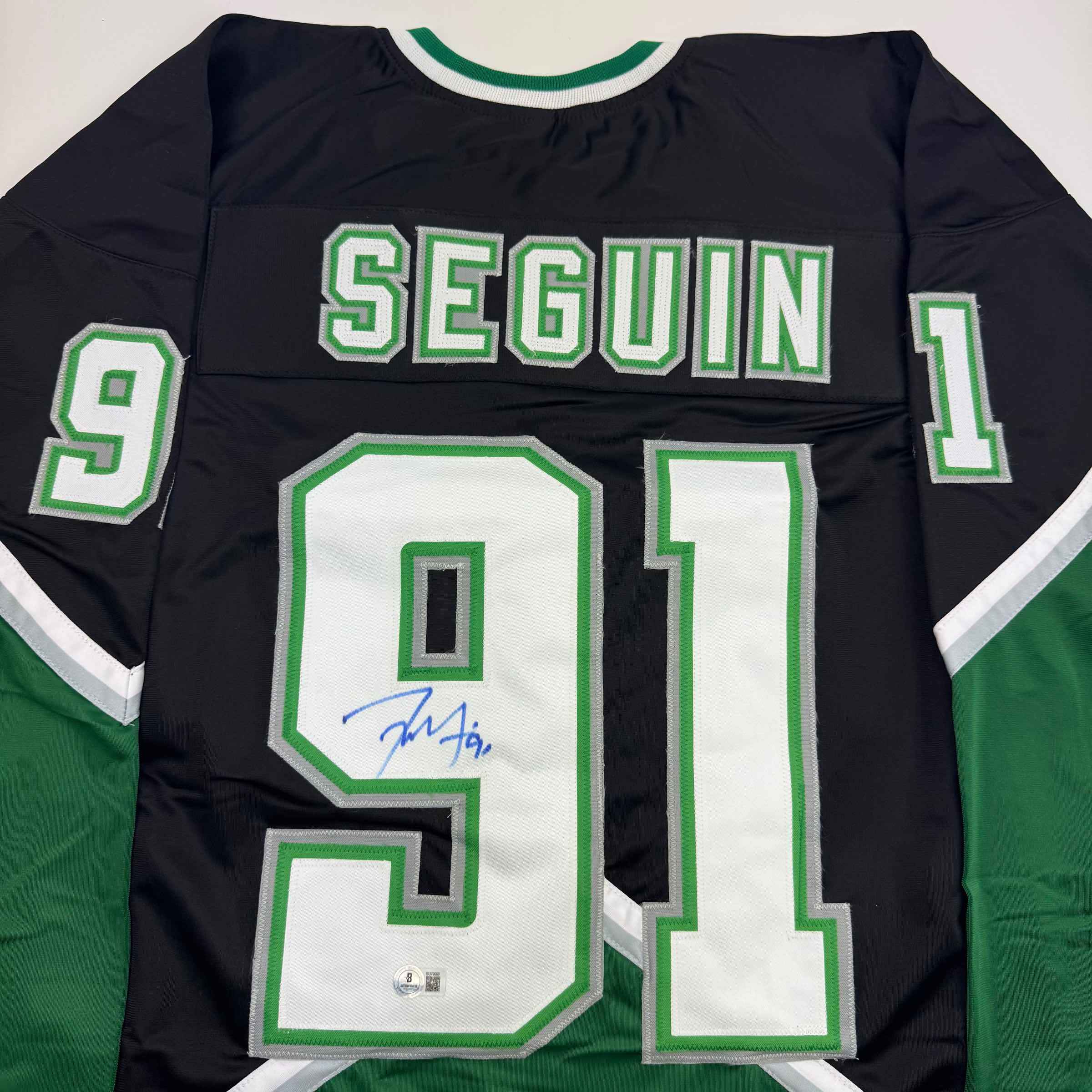 Autographed/Signed Tyler Seguin Dallas Black Hockey Jersey Beckett BAS COA