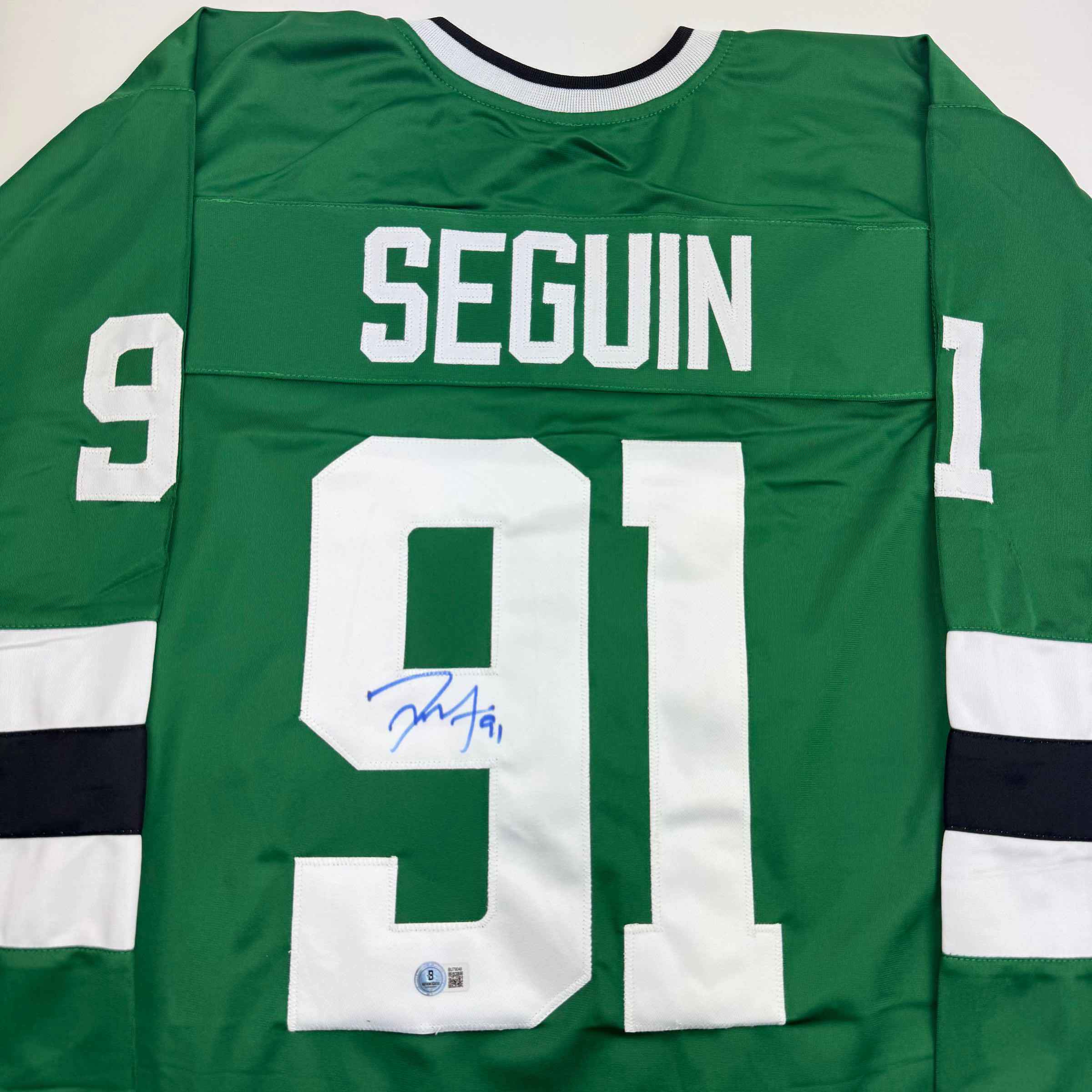 Autographed/Signed Tyler Seguin Dallas Green Hockey Jersey Beckett BAS COA