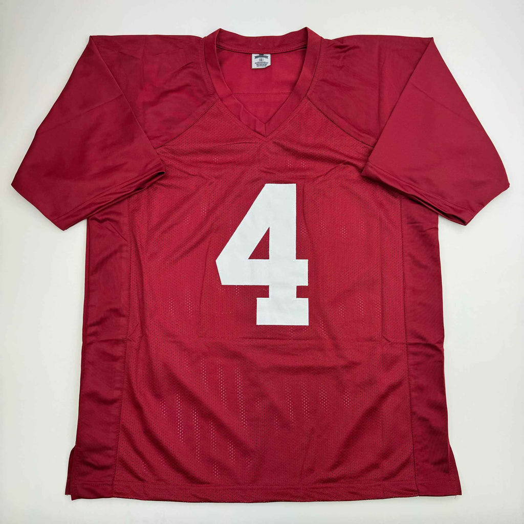 Autographed/Signed Jalen Milroe Alabama Red College Football Jersey JSA COA