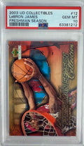 Graded 2003 Upper Deck Collectibles LeBron James #12 Freshman Season Rookie RC Basketball Card PSA 10 Gem Mint