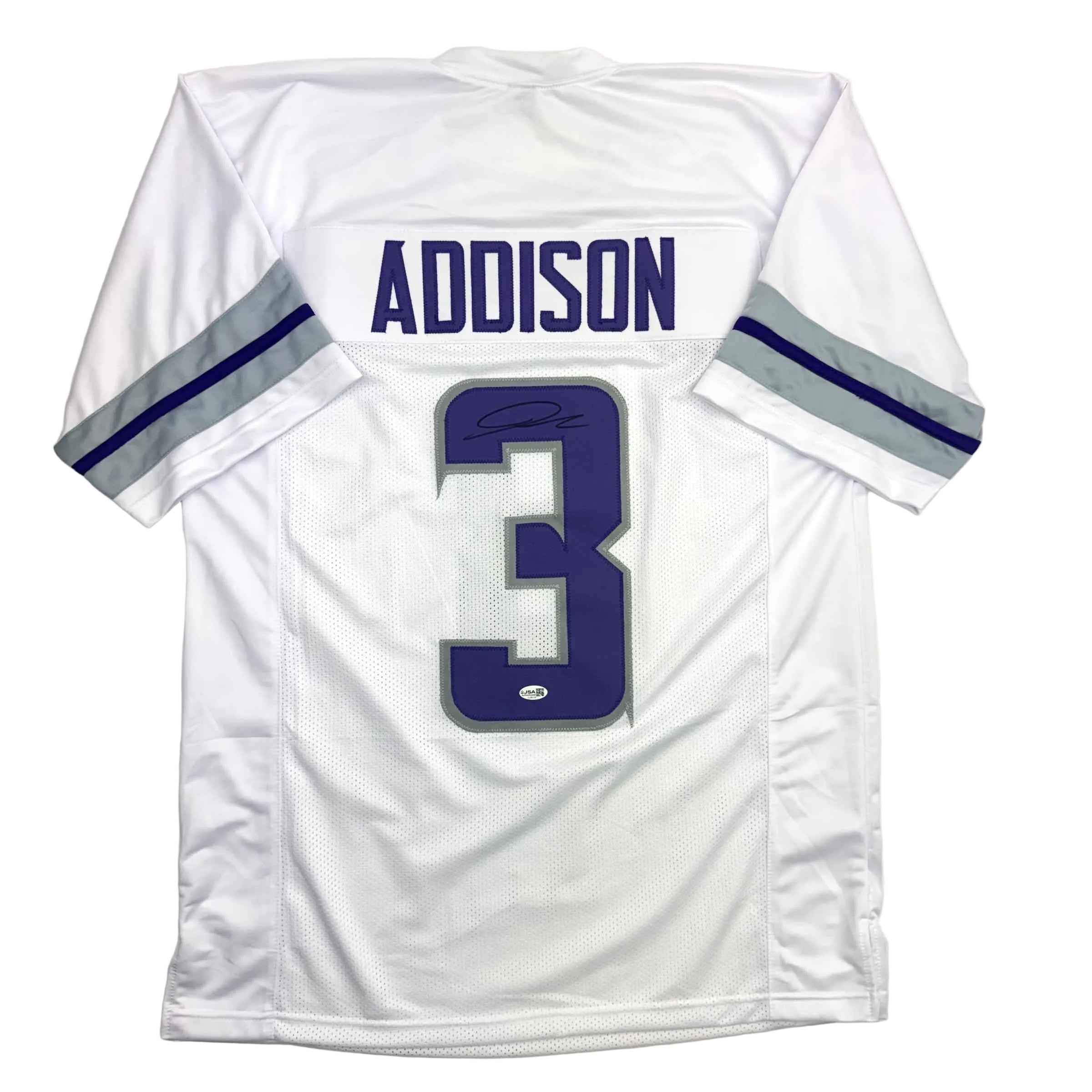 Autographed/Signed Jordan Addison Minnesota White Alternate Football Jersey JSA COA