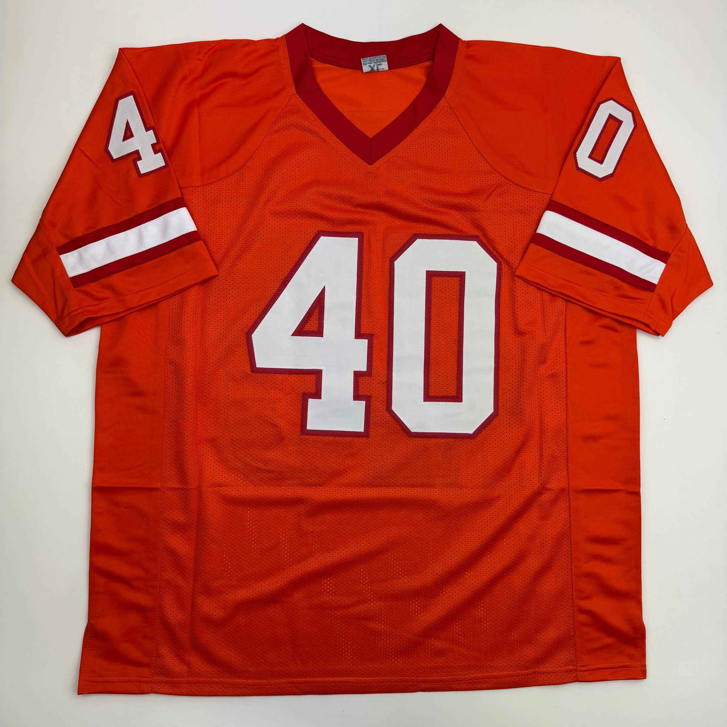 Autographed/Signed Mike Alstott Tampa Bay Orange Creamsicle Football Jersey Beckett BAS COA