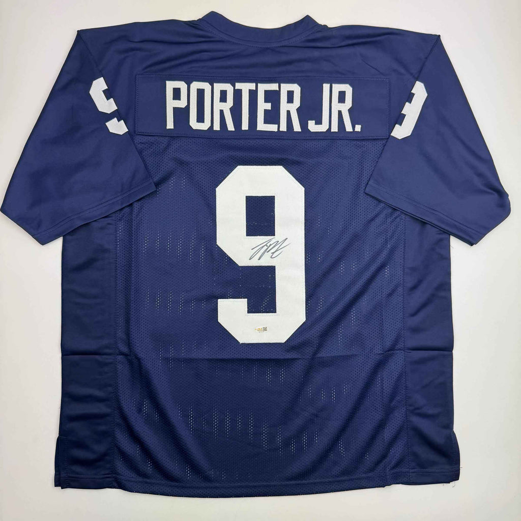 Autographed/Signed Joey Porter Jr. Penn State Blue College Football Jersey Beckett BAS COA