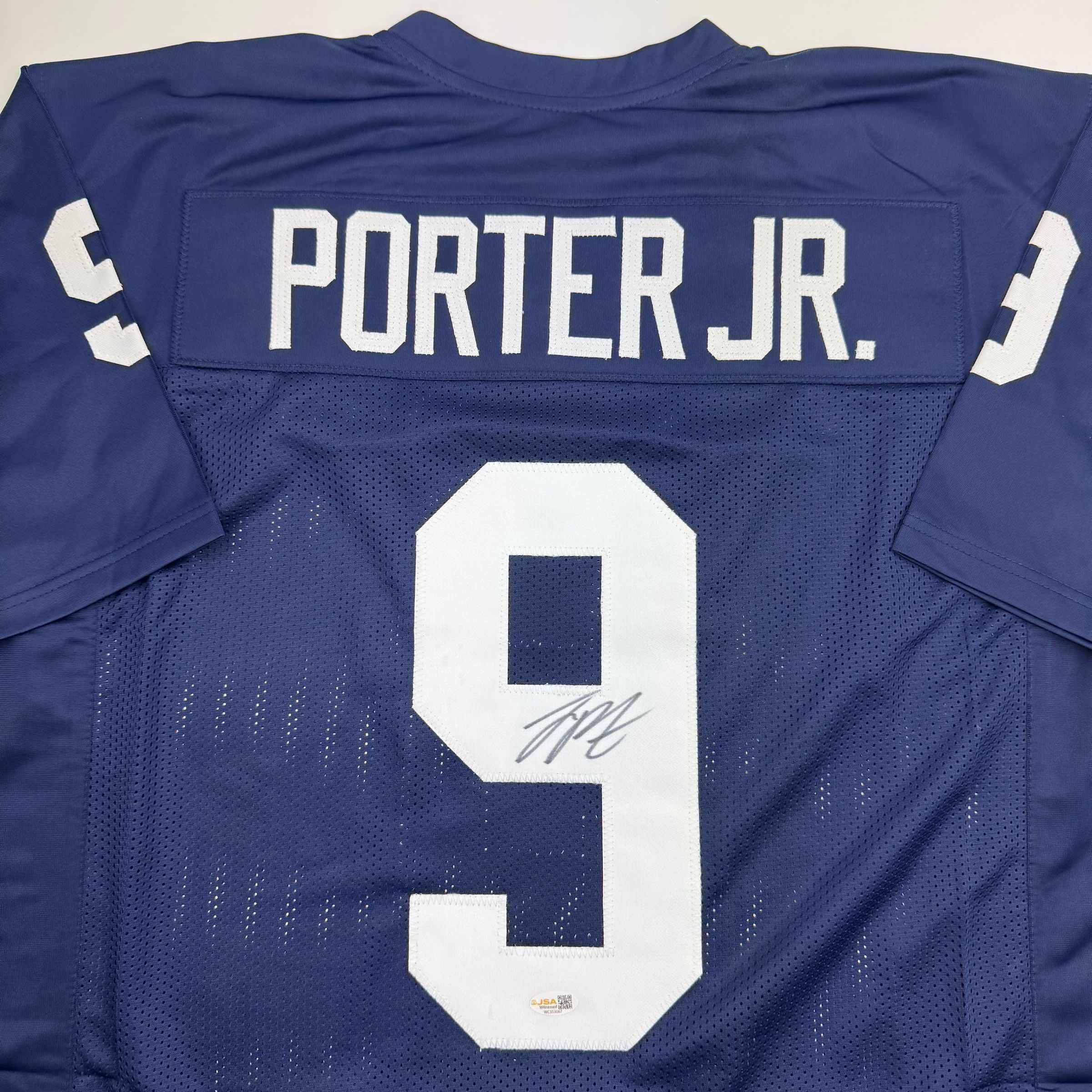 Autographed/Signed Joey Porter Jr. Penn State Blue College Football Jersey Beckett BAS COA