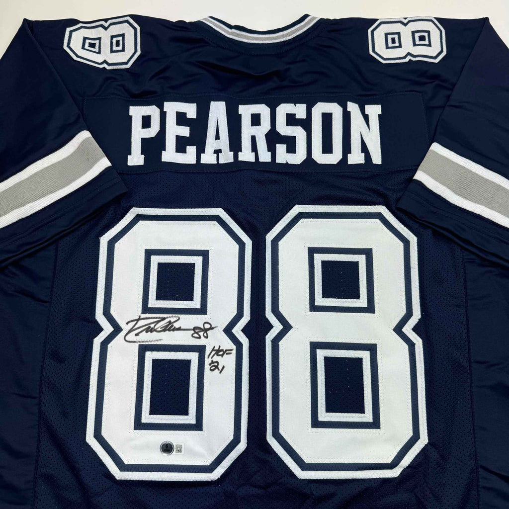 Autographed/Signed Drew Pearson Dallas Navy Football Jersey Beckett BAS COA
