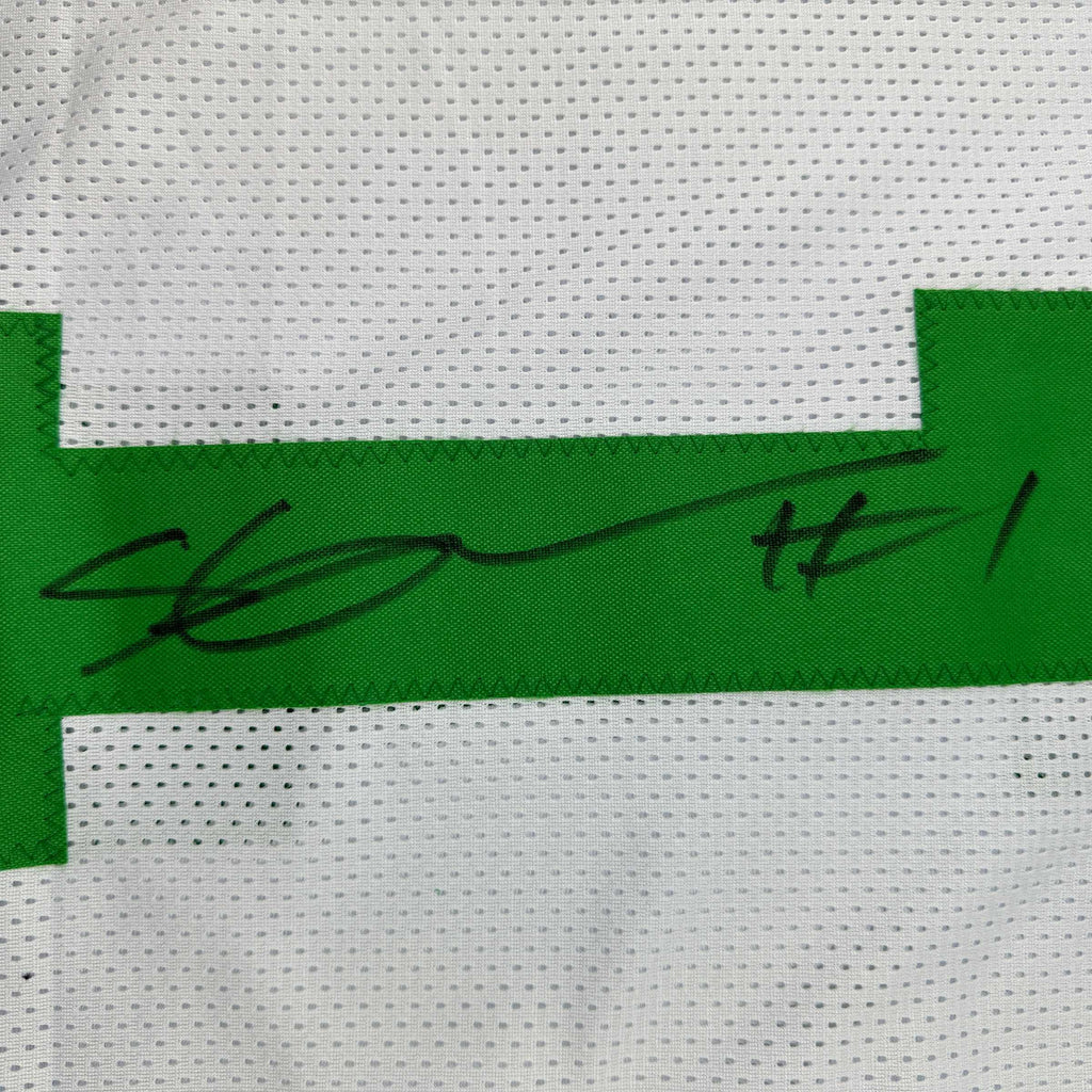 Autographed/Signed Ahmad Sauce Gardner New York White Retro Football Jersey Beckett BAS COA