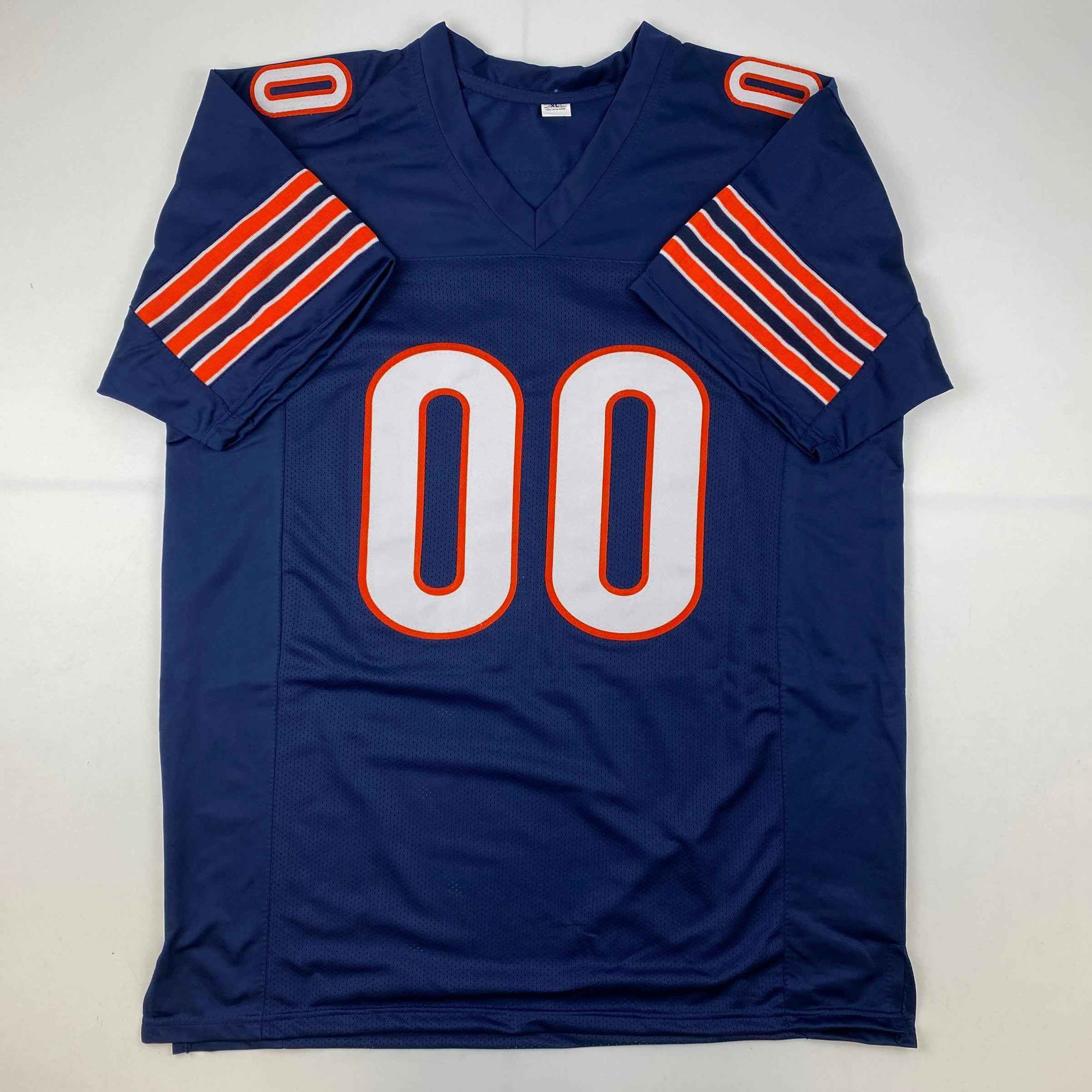 Autographed/Signed Chevy Chase Clark Griswold Christmas Vacation Chicago Blue Football Jersey Beckett BAS COA