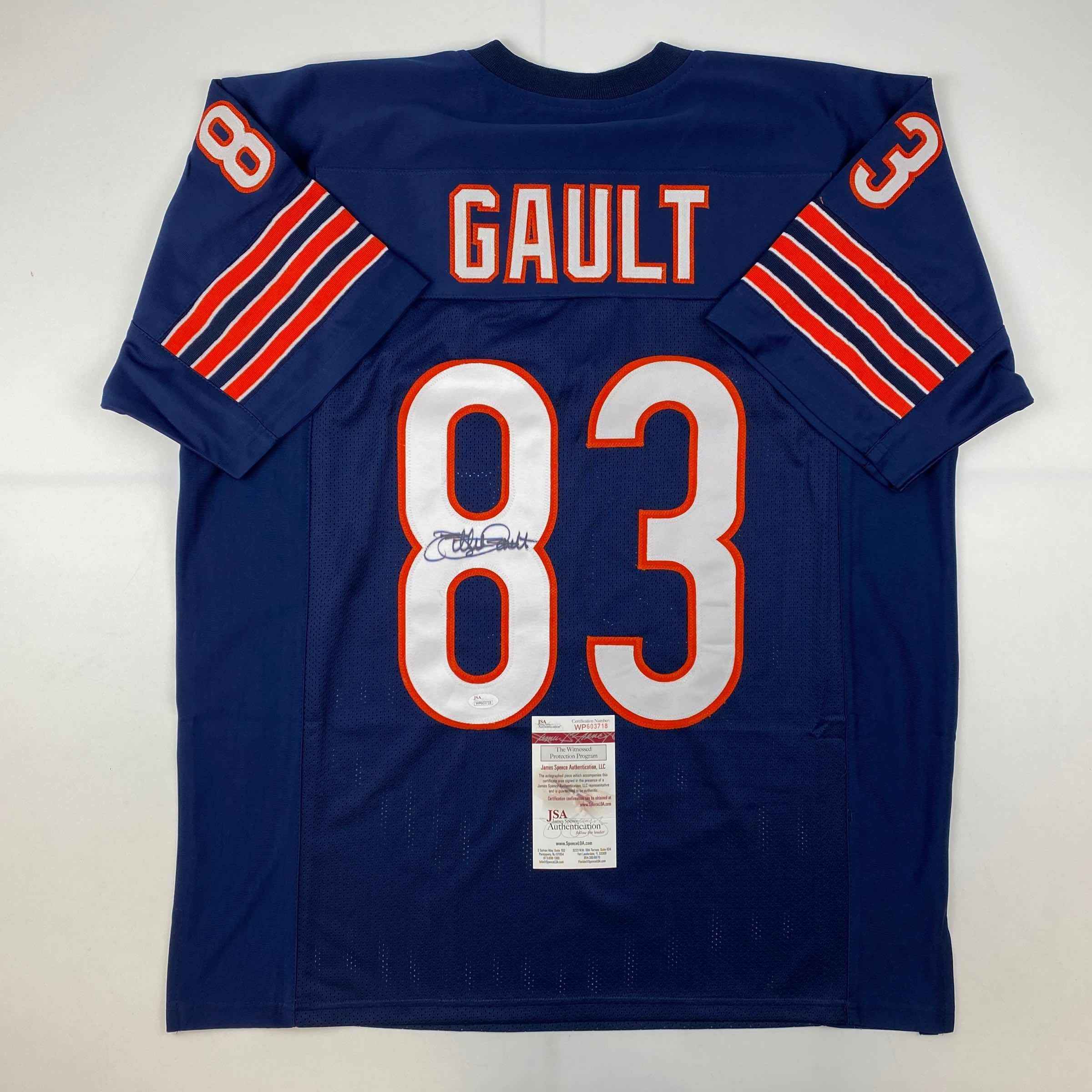 Autographed/Signed Willie Gault Chicago Blue Football Jersey JSA COA