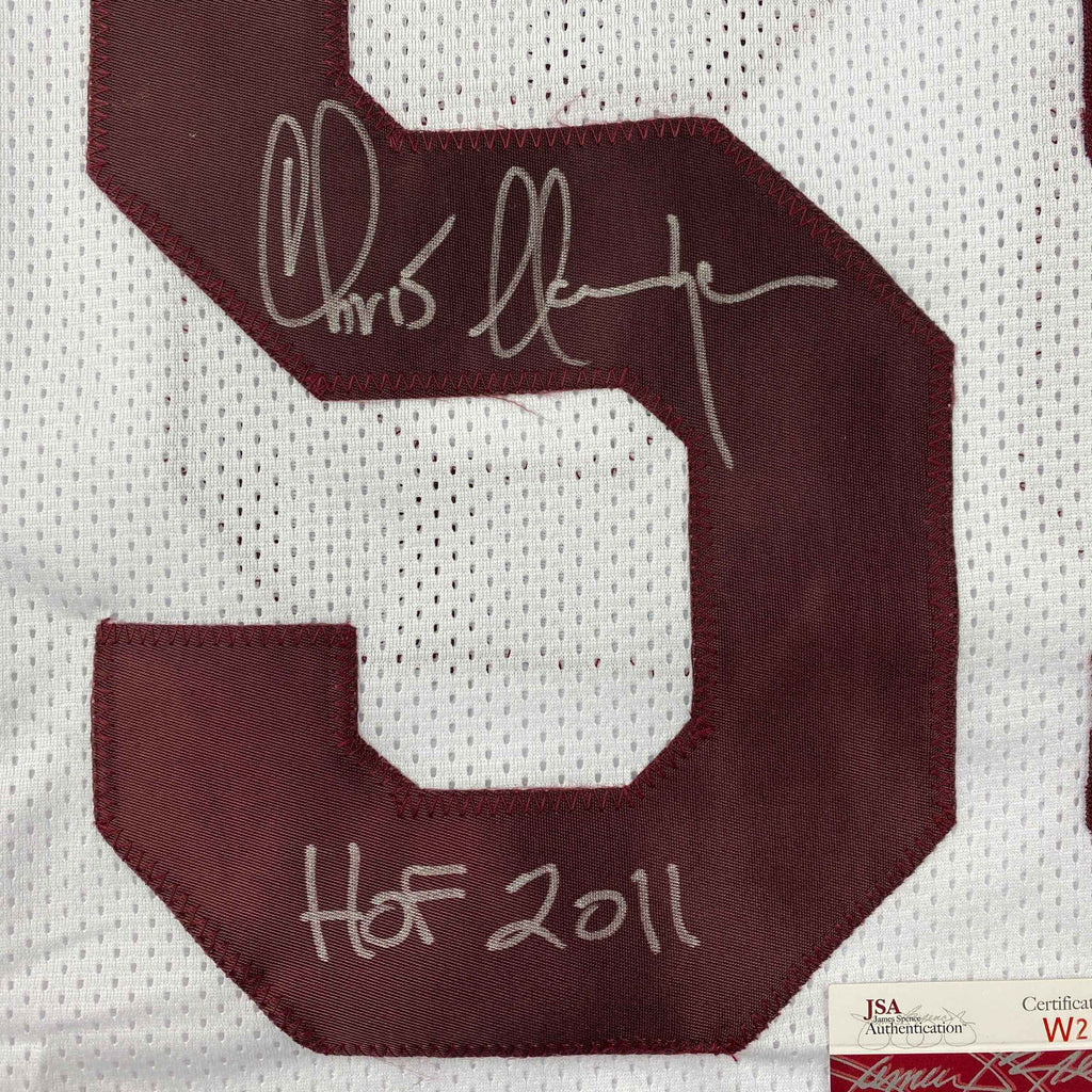 Autographed/Signed Chris Hanburger HOF 2011 Washington White Football Jersey JSA COA