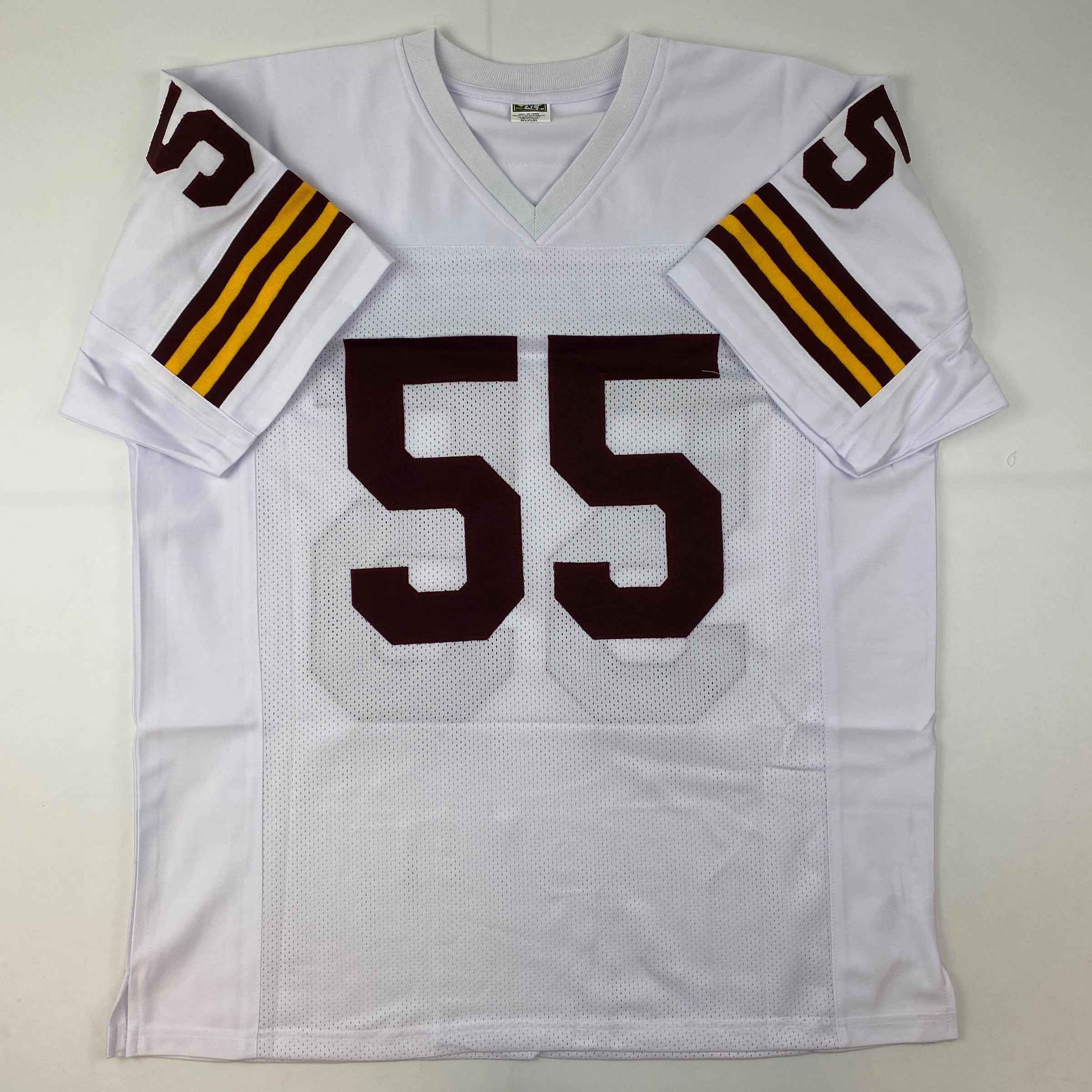 Autographed/Signed Chris Hanburger HOF 2011 Washington White Football Jersey JSA COA