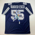Autographed/Signed Leighton Vander Esch Dallas Blue Portrait Football Jersey Beckett BAS COA