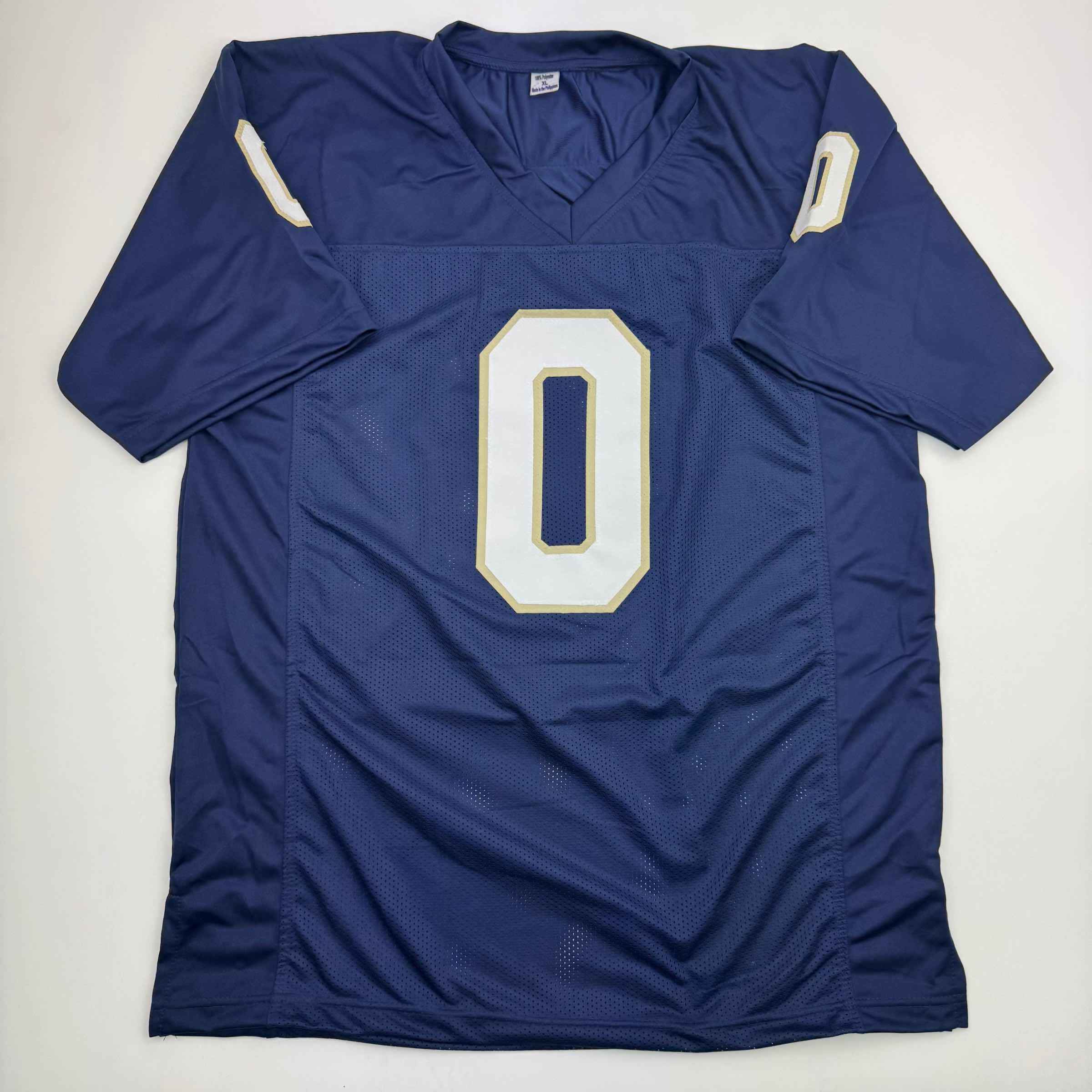 Autographed/Signed Xavier Watts Notre Dame Blue College Football Jersey JSA COA
